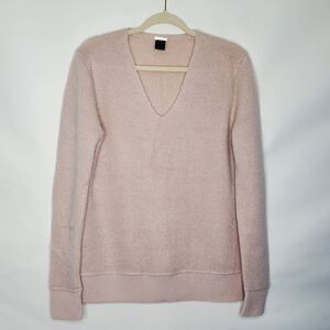 Magaschoni Mohair Wool Blend V-Neck Sweater Size M Long Sleeve Knit Pullover